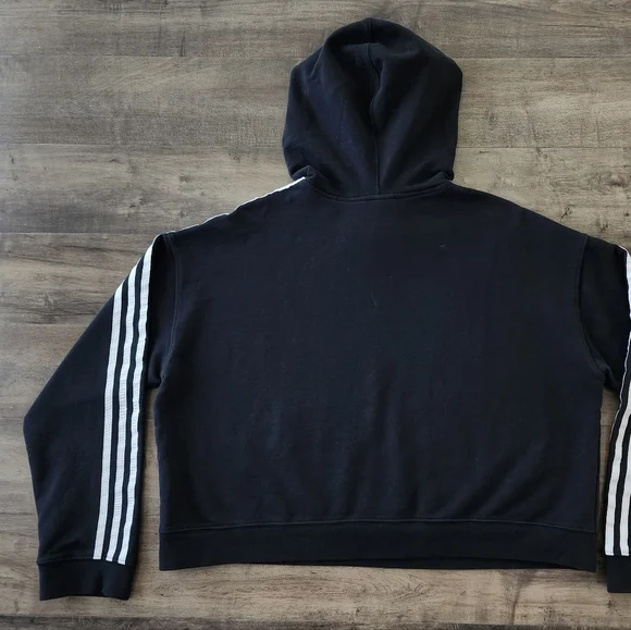 Adidas Essential Cropped Black Pullover Hoodie Women's Large - Picture 11 of 16